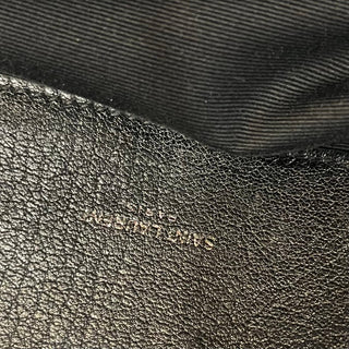 SAINT LAURENT YSL College Black Sheepskin Matelassé Chevron Monogram Shoulder Bag