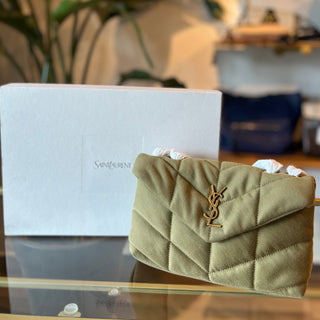 SAINT LAURENT Loulou Puffer Quilted Mini Green Shoulder Bag