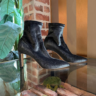 JIMMY CHOO Metallic Black Velvet Sock Boots SZ 41 (US 11)