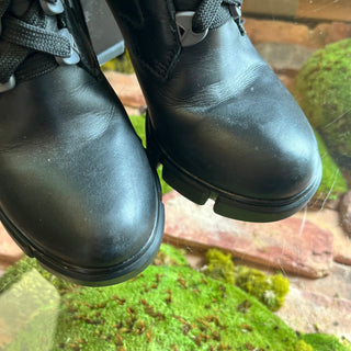 PRADA Chelsea Vitello Montana Neoprene Lace Up Boots SZ37.5(7.5US)