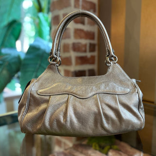 FERRAGAMO Metallic Champagne Leather Shoulder Bag