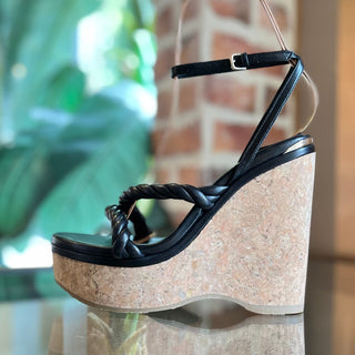 JIMMY CHOO Diosa 130 Leather Platform Wedge Sandals SZ38(8US)