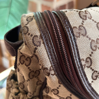 GUCCI Beige Brown GG Canvas Diaper Crossbody Bag