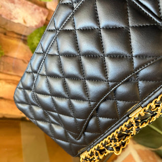 CHANEL Double Flap Classic Chained Lambskin Timeless Shoulder Bag