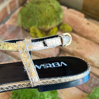 VERSACE Medusa 95 Python Embossed Leather Sandals 39.5(9.5US)