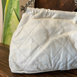 CHANEL White Accordion with Center Closure Shoulder Bag ADI11207
