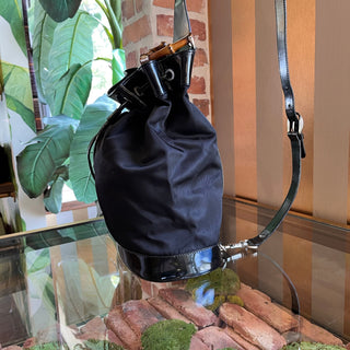 GUCCI Bamboo Sling Nylon Vintage Shoulder Bag
