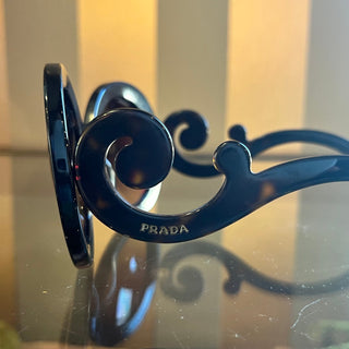 PRADA SPR27N Baroque Swirl Brown Tortoise Round Sunglasses