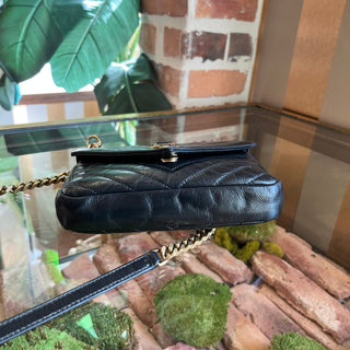 SAINT LAURENT Mini College Shiny Crackled Leather Shoulder Bag