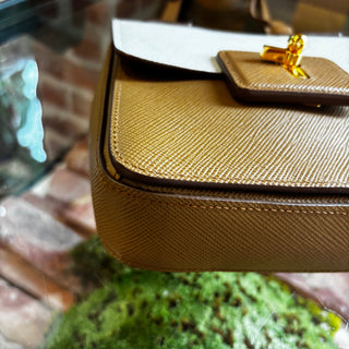 PRADA Saffiano Pattina Caramel Talco Crossbody