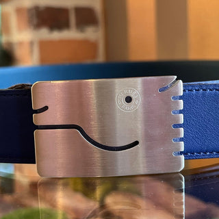 HERMES Men's Bleu Saphir Vert Bosphore Swift Epsom A Cheval Buckle Belt 95 (33/34 US)
