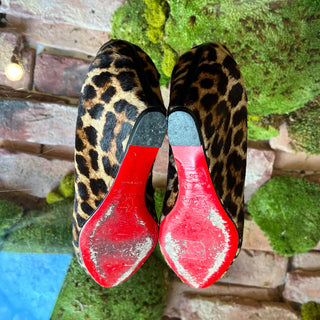 CHRISTIAN LOUBOUTIN Melissa Pony Hair Leopard Print Wedges SZ36.5(6.5US)