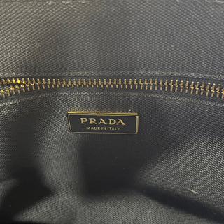 PRADA Jardinière Large Navy Blue Cotton Canvas Tote