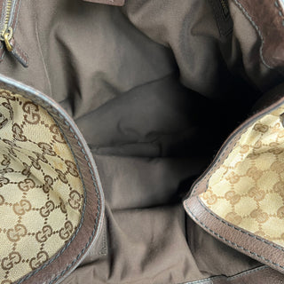 GUCCI Jockey GG Brown Monogram Canvas Hobo Bag