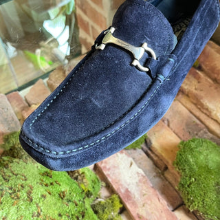FERRAGAMO Gancini-Buckle Suede Loafers SZ11(12US)
