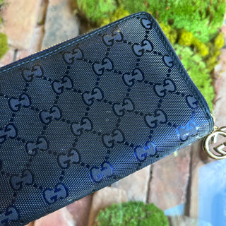 GUCCI GG Imprime Wallet Blue Canvas Wallet
