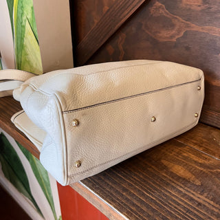 GUCCI Diana White Leather Bamboo Top Handle Tote