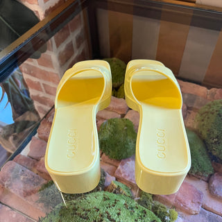 GUCCI Yellow Rubber Slides Heels 36