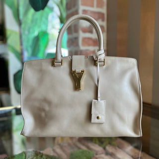 SAINT LAURENT Classic Y Cabas Medium Light Beige Calfskin Tote