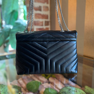 SAINT LAURENT Medium LouLou Black Matelasse Shoulder Bag