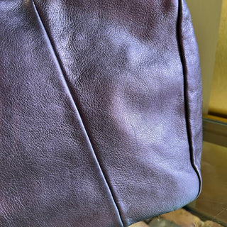 FERRAGAMO Metallic Purple Leather Woven Gancini Hobo Bag