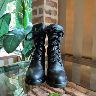 PRADA Chelsea Vitello Montana Neoprene Lace Up Boots SZ37.5(7.5US)