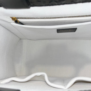 CHRSITIAN DIOR Black Embossed Logo Calfskin  Medium Book Tote