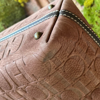 CAROLINA HERRERA Shopper Brown Monogram Leather Tote