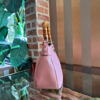 GUCCI Anita Pink Calfskin Bamboo Shoulder Bag ADI11213