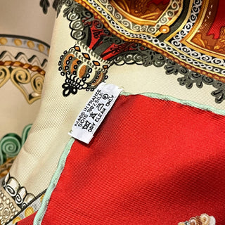 HERMES Paperoles Red Silk Scarf 90