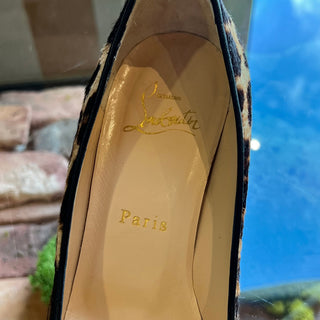 CHRISTIAN LOUBOUTIN Melissa Pony Hair Leopard Print Wedges SZ36.5(6.5US)