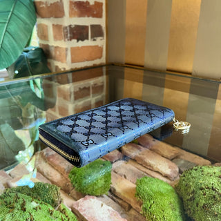 GUCCI GG Imprime Wallet Blue Canvas Wallet