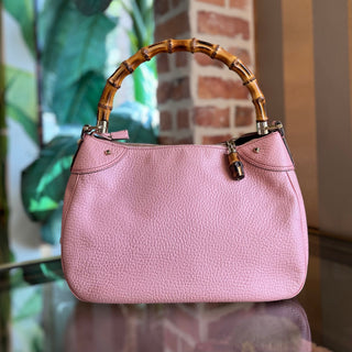 GUCCI Anita Pink Calfskin Bamboo Shoulder Bag ADI11213