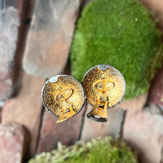 CHANEL CC Clip On Round Gold-Plated Vintage Earrings