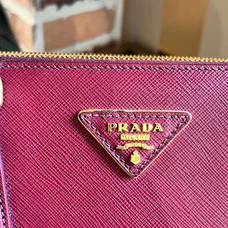 PRADA Bi-Color Saffiano Lux Leather Pocket Tote Bag