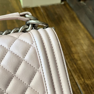 CHANEL Boy Bag Old Medium Baby Pink Calfskin Shoulder Bag