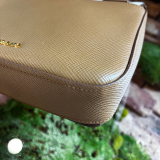 PRADA Saffiano Pattina Caramel Talco Crossbody