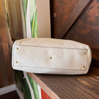 GUCCI Diana White Leather Bamboo Top Handle Tote