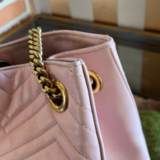 GUCCI GG Marmont Pink Matelassé Leather Chain Shoulder Bag