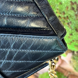 SAINT LAURENT Mini College Shiny Crackled Leather Shoulder Bag
