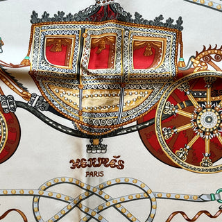 HERMES Paperoles Red Silk Scarf 90