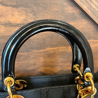 CHRISTIAN DIOR Lady Dior Large Black Nylon Cannage Tote Bag