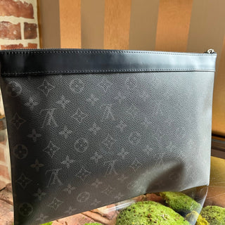 LOUIS VUITTON Black Discovery Monogram Eclipse Pochette Document Holder