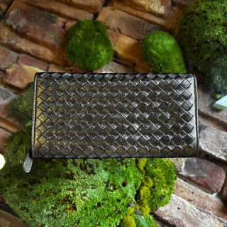 BOTTEGA VENETA Metallic Intrecciato Long Wallet