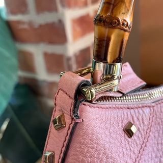 GUCCI Anita Pink Calfskin Bamboo Shoulder Bag ADI11213