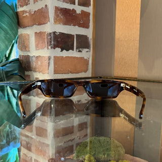 BALENCIAGA BB0075S Tortoise Brown Acetate Rectangle Sunglasses