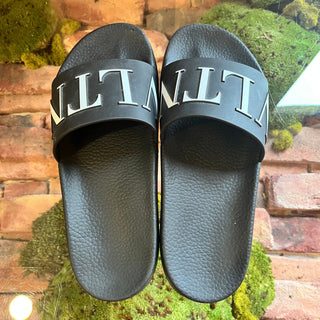 VALENTINO Black Rubber Logo Slides SZ 41 (11 US)