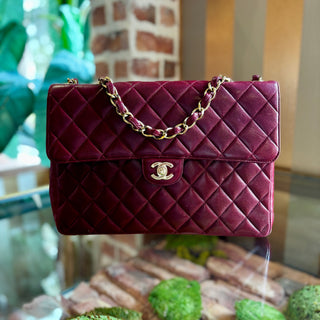 CHANEL Vintage Burgundy Jumbo Single Flap