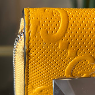 GUCCI GG Yellow Embossed Leather Zip Around Wallet