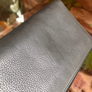 CHRISTIAN LOUBOUTIN Zip Around Gray Leather Studded Long Wallet